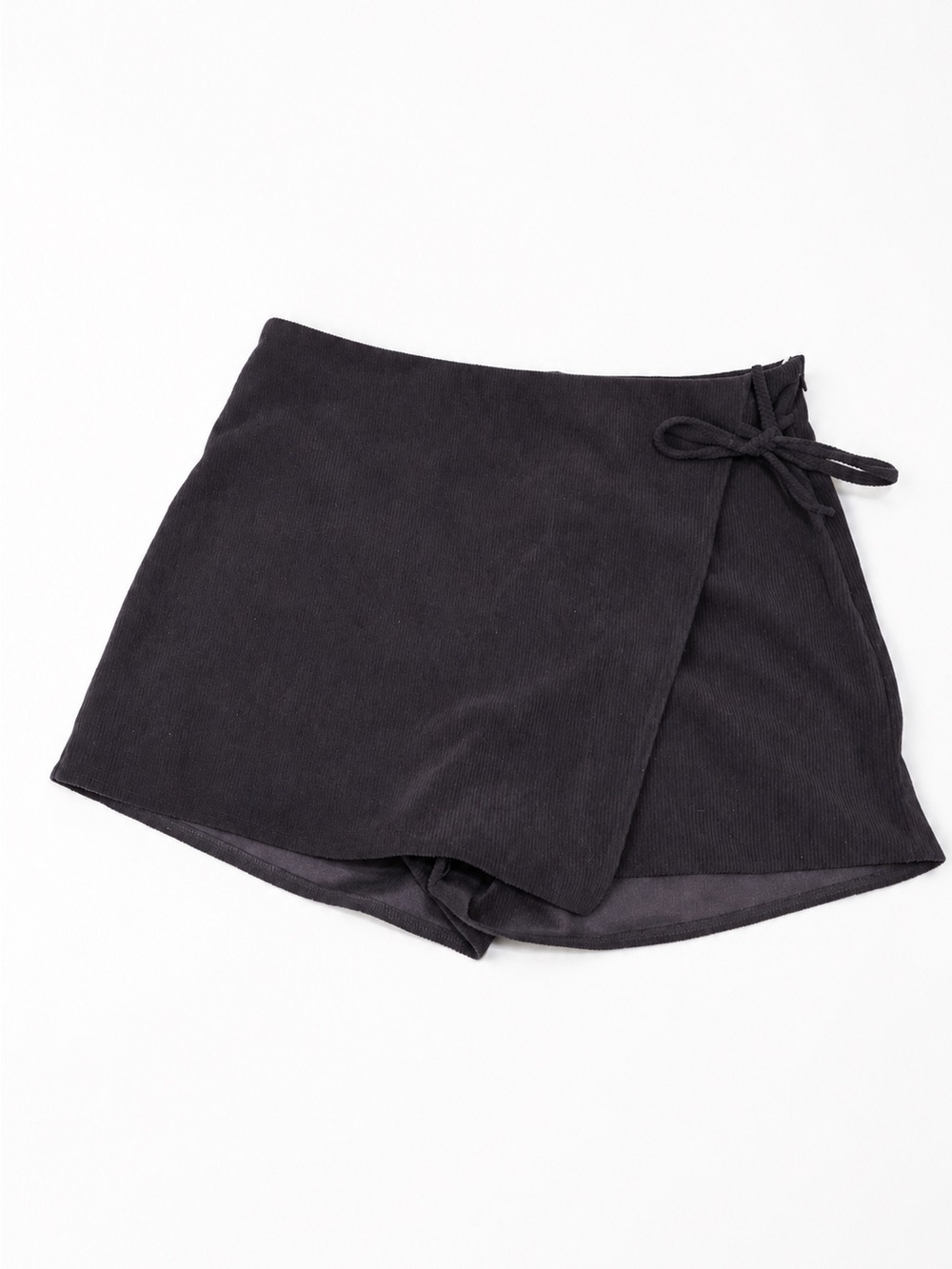 Altar'd State Black Corduroy Wrap Skort with Side Tie
